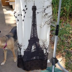 Chic Eiffel Tower Print Midi Dress